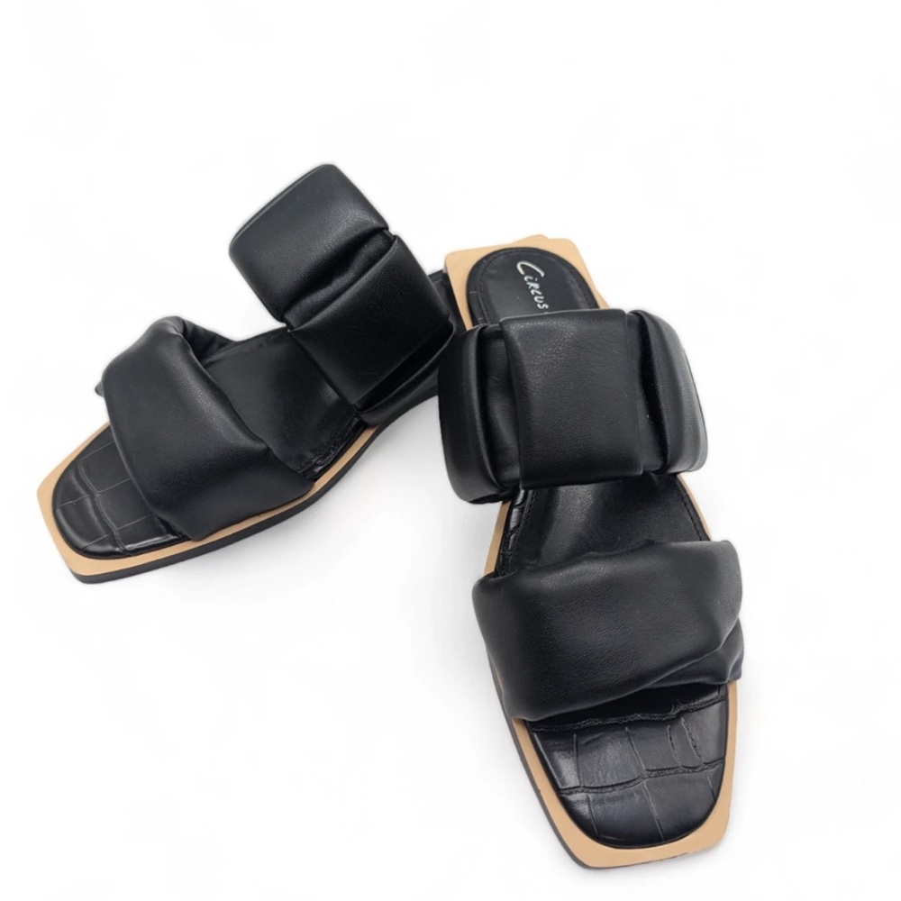 Circus By Sam Edelman Inara Women's Black Leather Slip On Sandals Size US 6